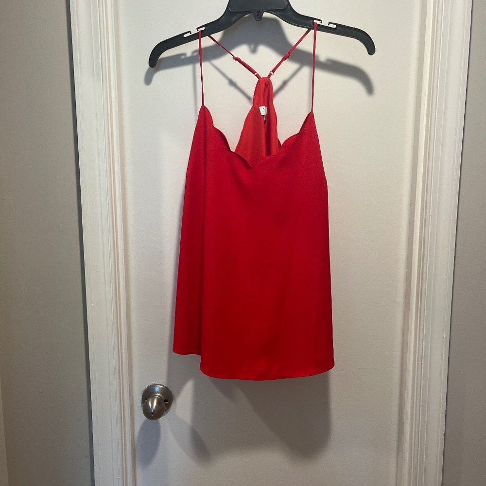 Scalloped red tank top blouse